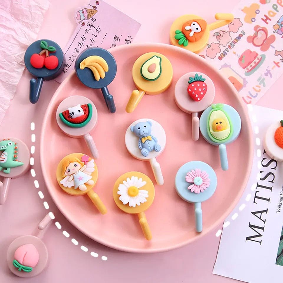 Set Of 10 Cute Cartoon Wall Hook, Cute Wall Hooks Key Holder, Cartoon Fruits Shape Hook For Kids Room Home Decor, Coat Towel Hanging Plastic Mask Holder, Kitchen Bathroom Organizer Wall Decor, Home Accessories Set Of 10 Cute Cartoon Wall Hook, Cute Wall Hooks Key Holder, Cartoon Fruits Shape Hook For Kids Room Home Decor, Coat Towel Hanging Plastic Mask Holder, Kitchen Bathroom Organizer Wall Decor, Home Accessories